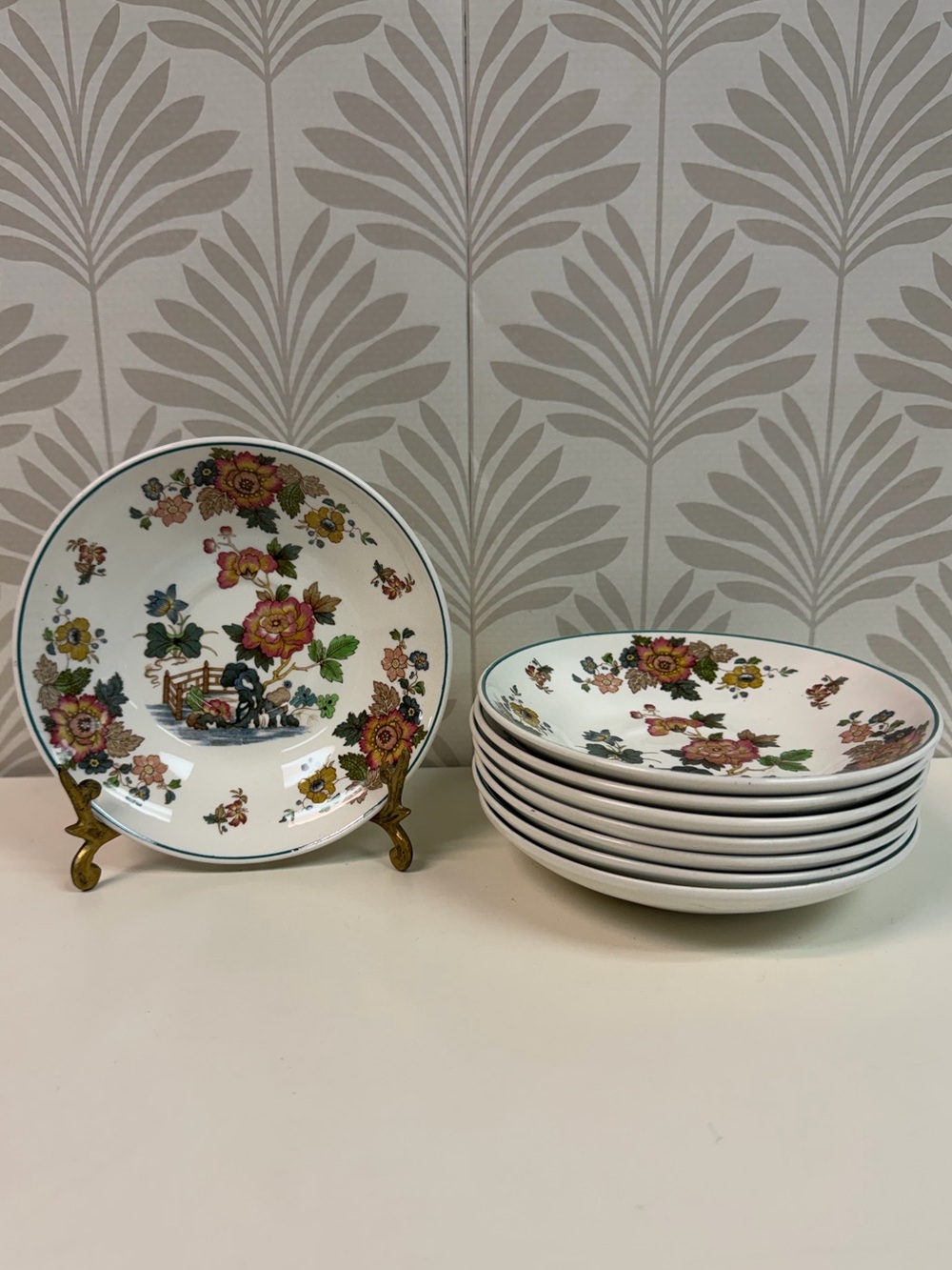 Wedgwood Eastern Flowers Pattern Fruit Dessert Bowls TKD 426 Set of 8